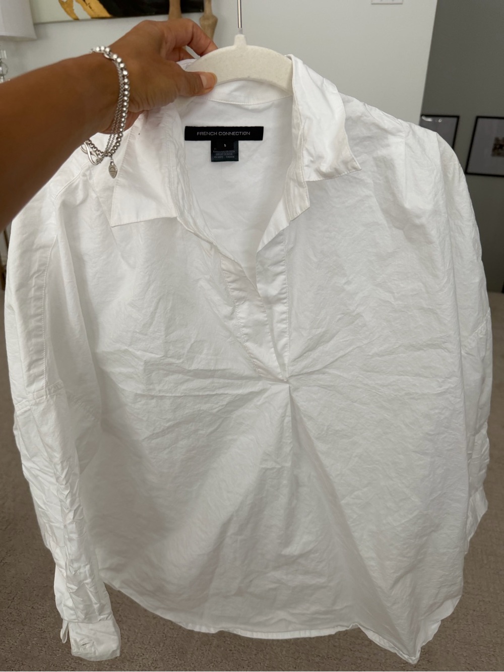 French Connection White Long Sleeve Dress Shirt
